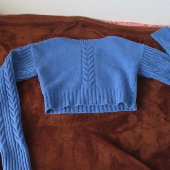 ATTIRE THE STUDIO Sweater Womens S Wool Crop Cableknit Chunky blue - Picture 3 of 5